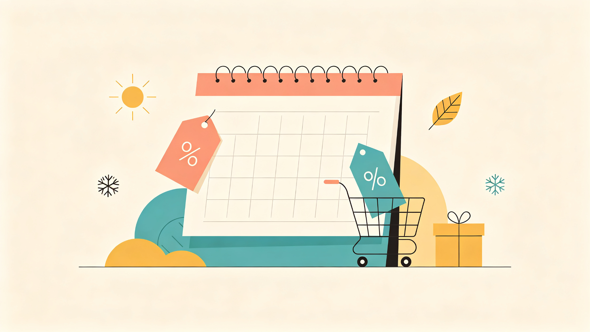 Seasonal shopping calendar concept illustration