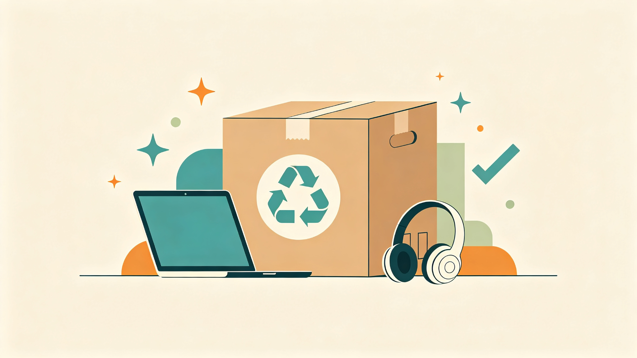 Refurbished electronics buying concept illustration