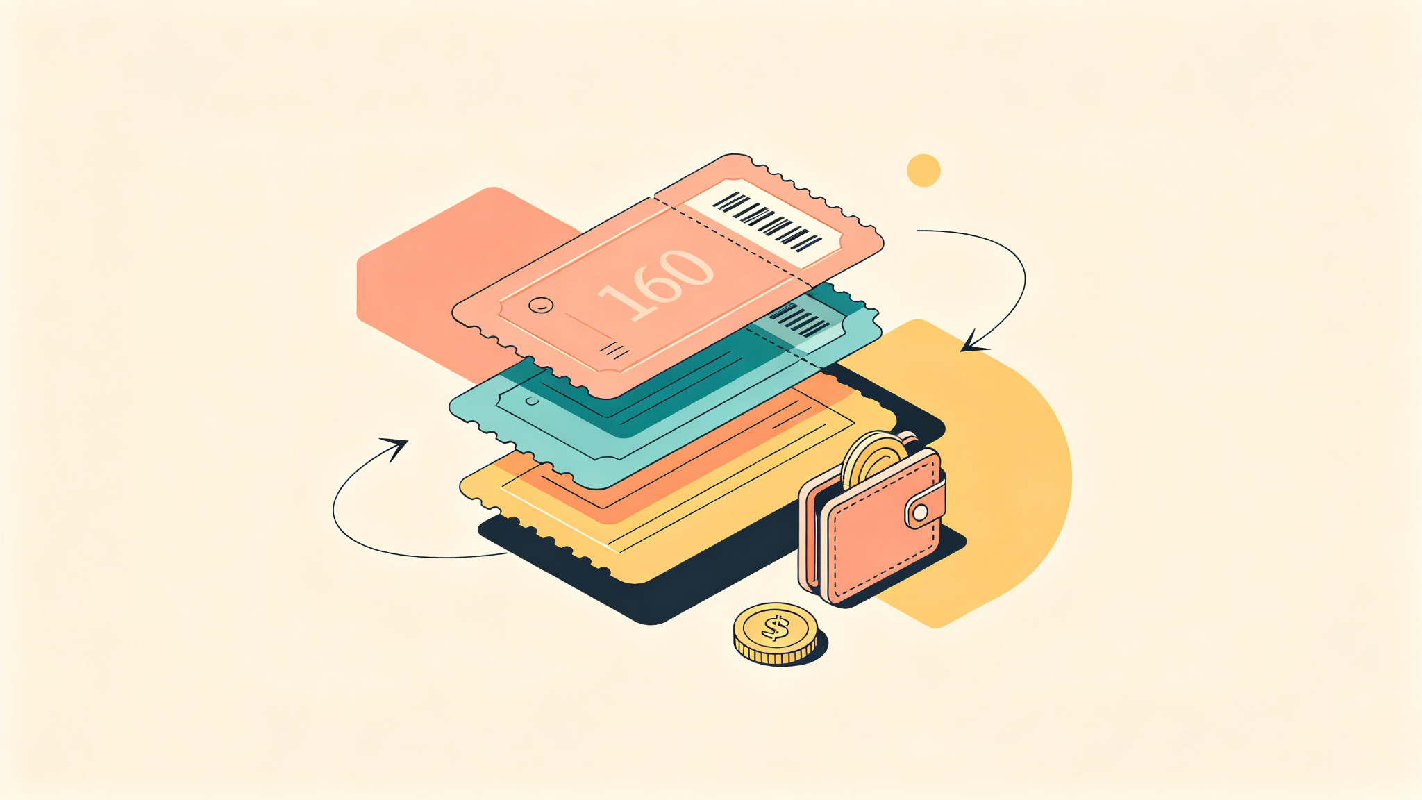 Coupon stacking concept illustration