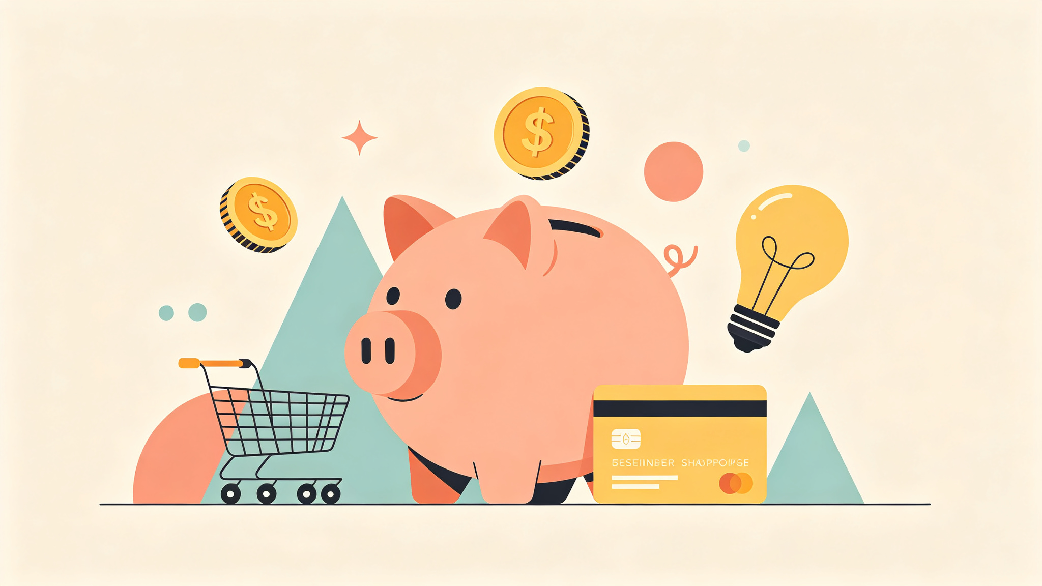 Beginner online shopping savings concept illustration